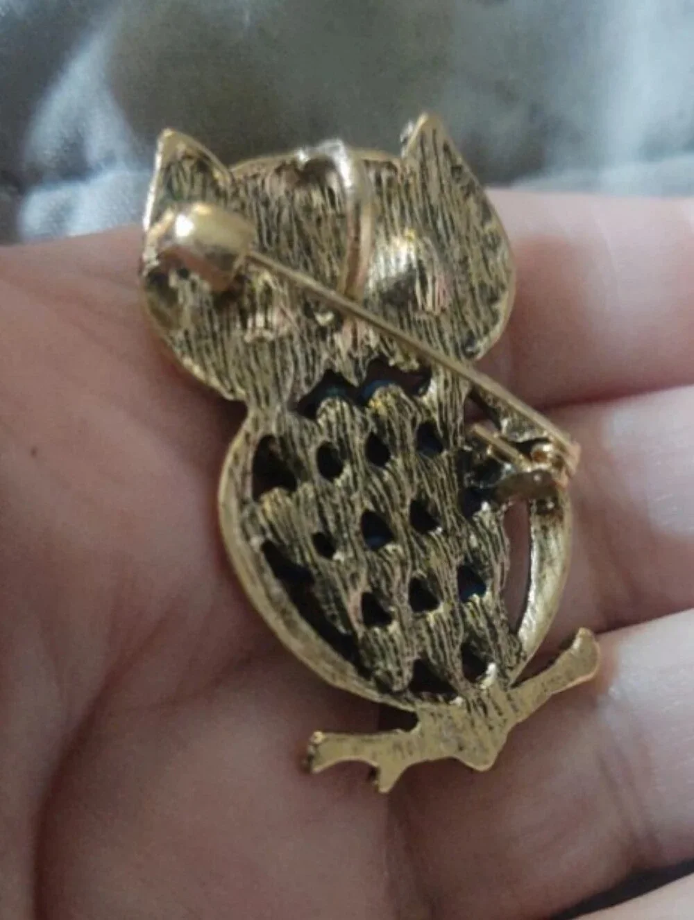 Blue Owl Brooch Pin